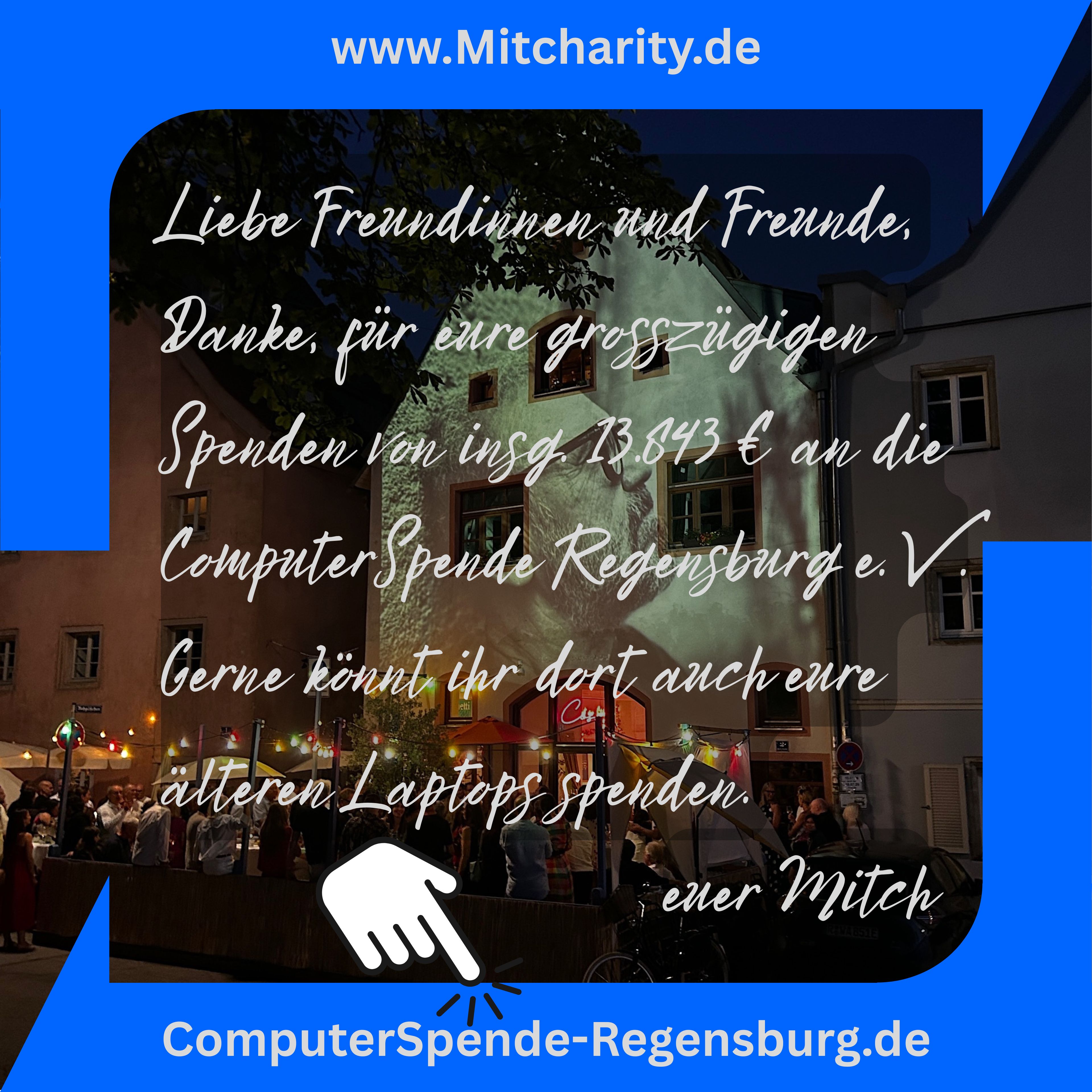 Danke für die großzügigen Spenden an die ComputerSpende Regensburg e. V.